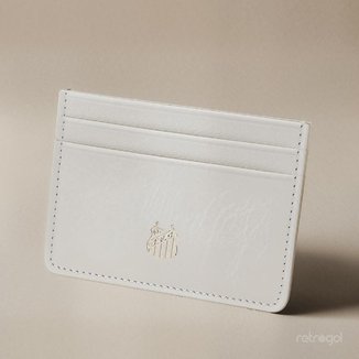 Porta Cartão de Couro Santos Branco