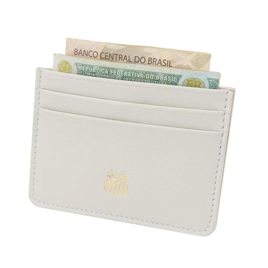Porta Cartão de Couro Santos Branco